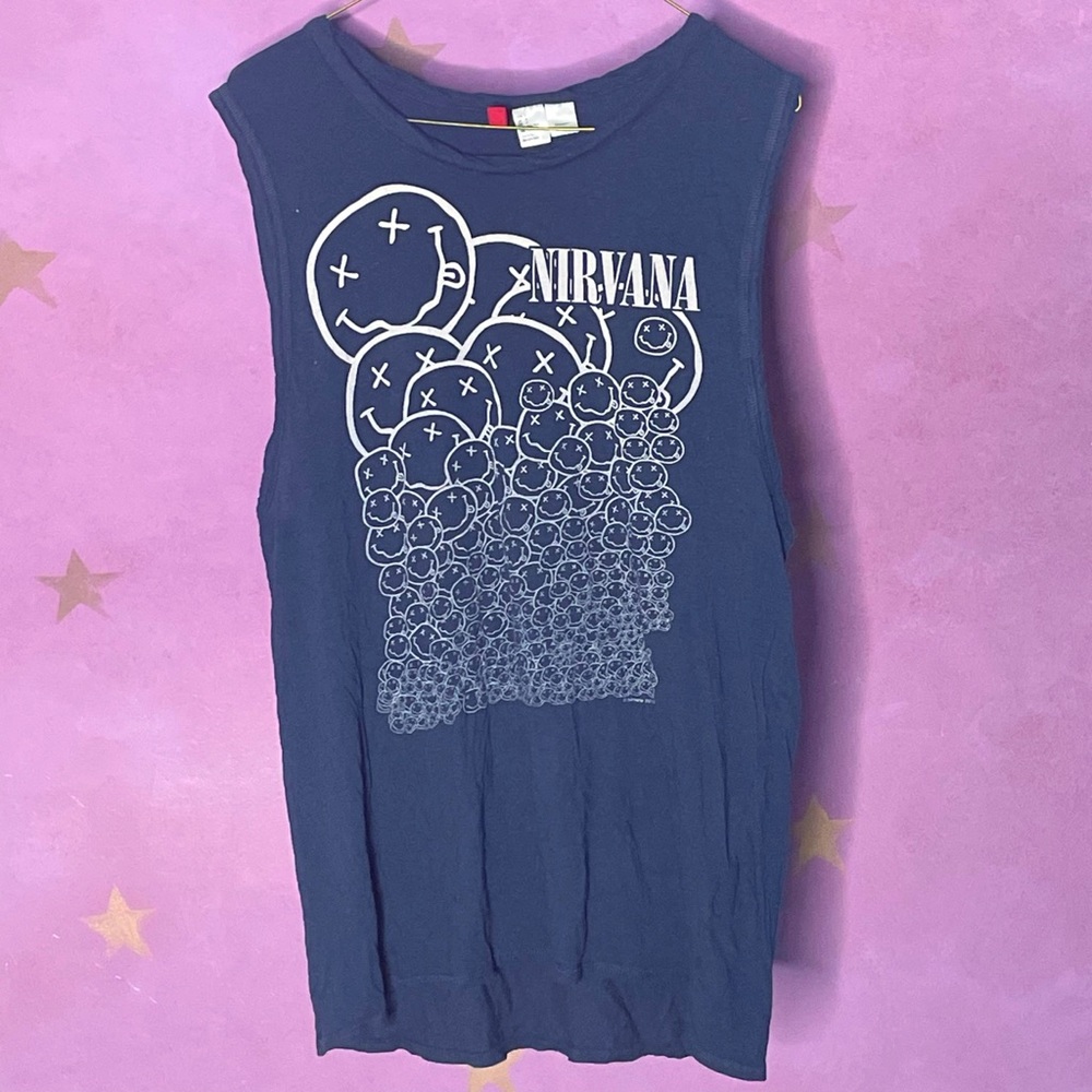 H&M Divided Blue Nirvana Oversized Tank Top Women’s Size Small